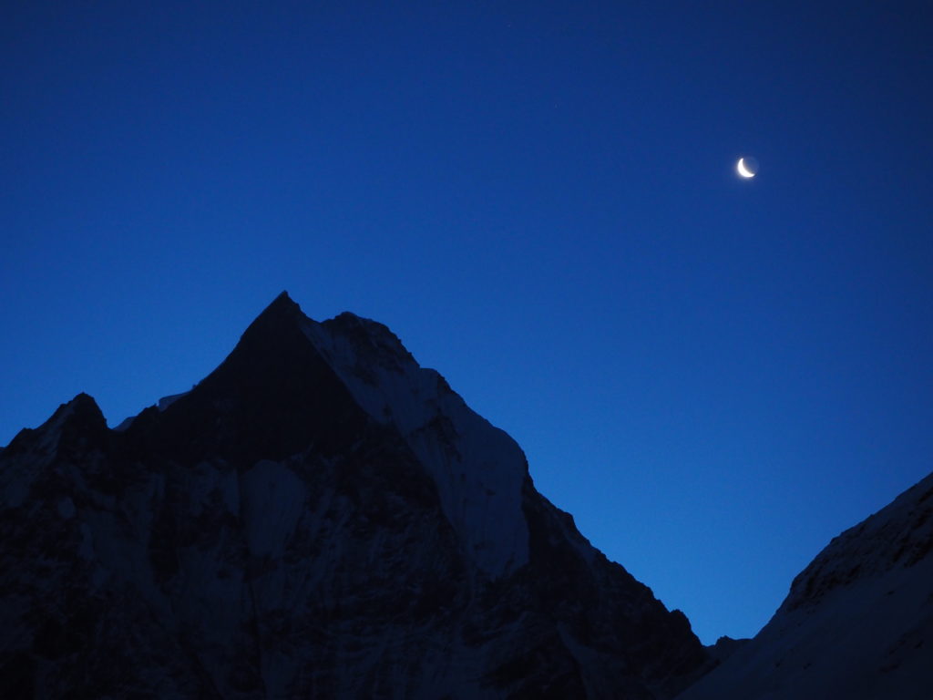 The moon over Machapuchare