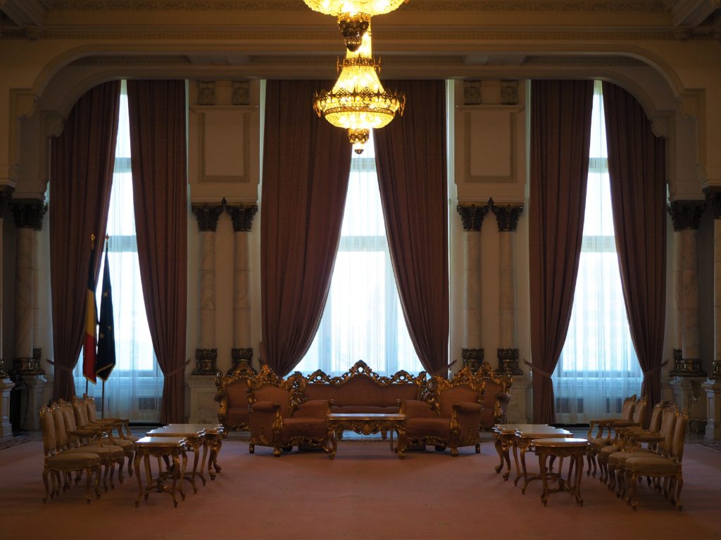 Room decorated with French furniture in the Palace of the Parliament