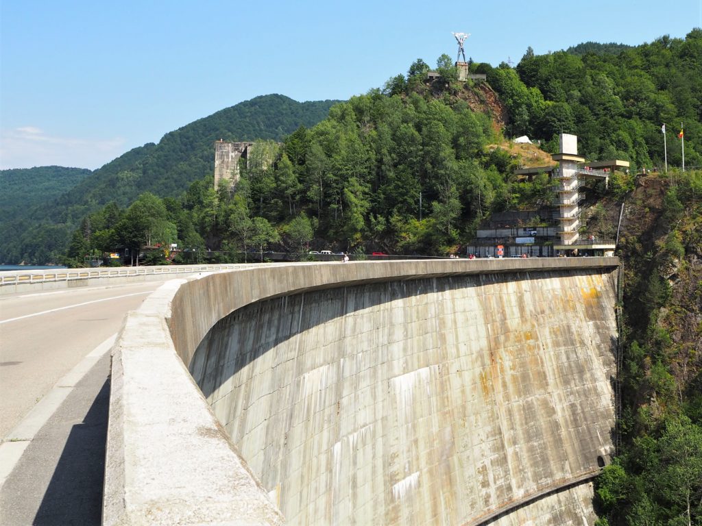 Vidraru dam and Prometheus statue