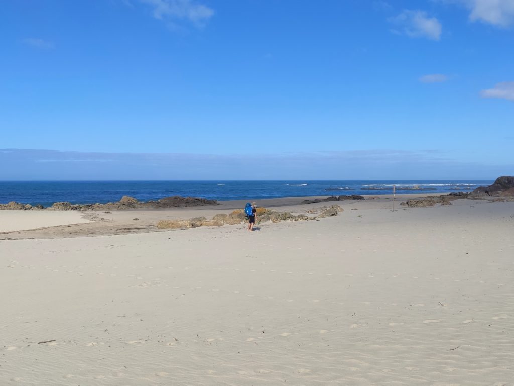A Pilgrim walking in the sand